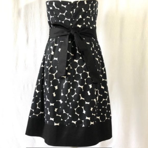 Nine West Black and White Strapless Fit and Flare Print Dress, Size 10 - Picture 4 of 9